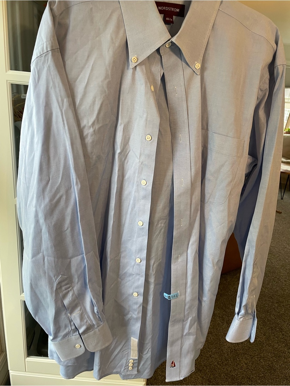 Nordstrom Men's Light Blue Button-Down Dress Shirt with Chest Pocket